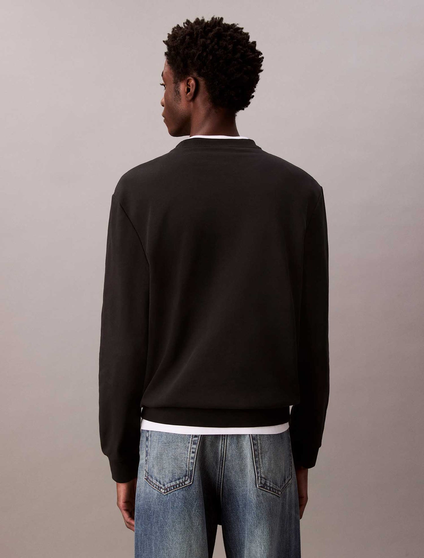 Felpa nera da uomo Calvin Klein con monologo ricamato