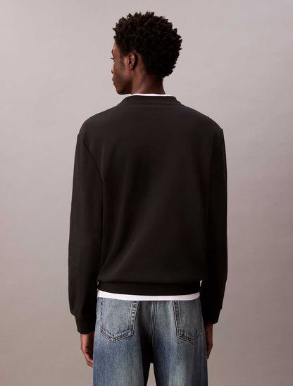 Felpa nera da uomo Calvin Klein con monologo ricamato