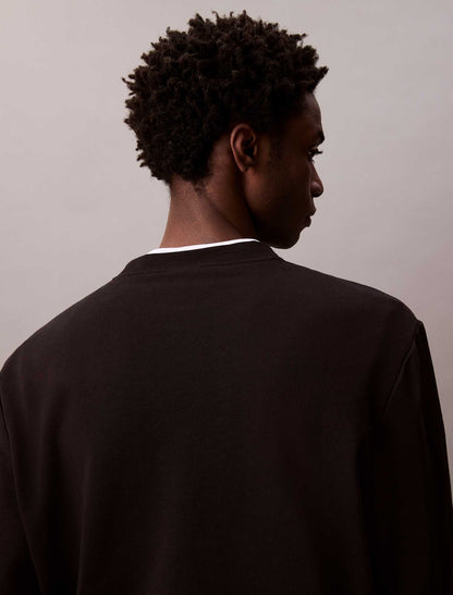 Felpa nera da uomo Calvin Klein con monologo ricamato