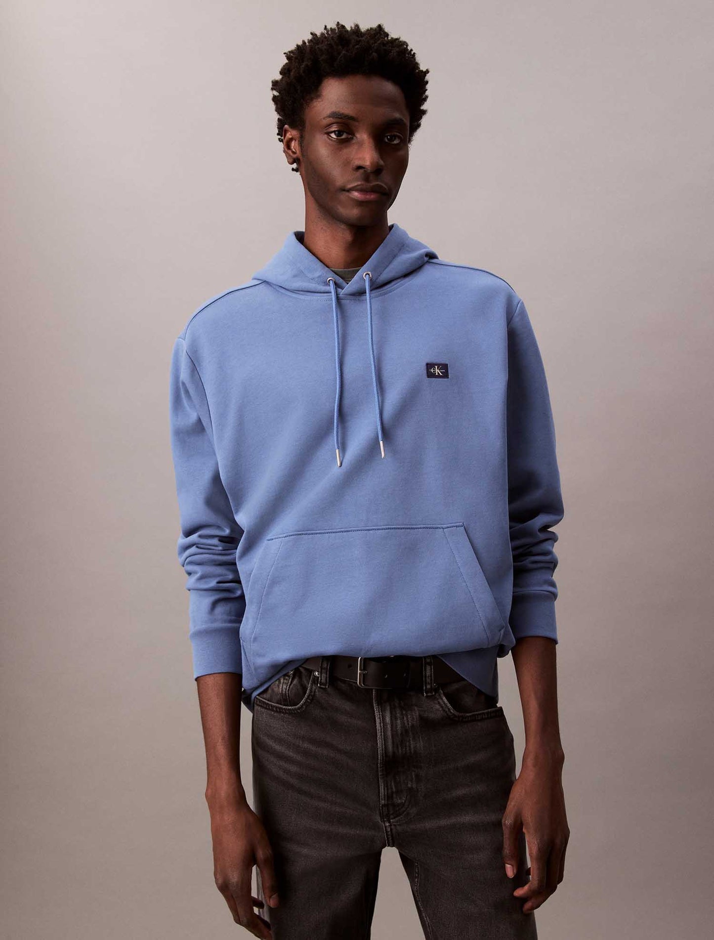 FELPA CON CAPPUCCIO CALVIN KLEIN JEANS UOMO AZZURRO