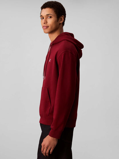 FELPA CON CAPPUCCIO E MONOGRAMMA CALVIN KLEIN DA UOMO BORDEAUX