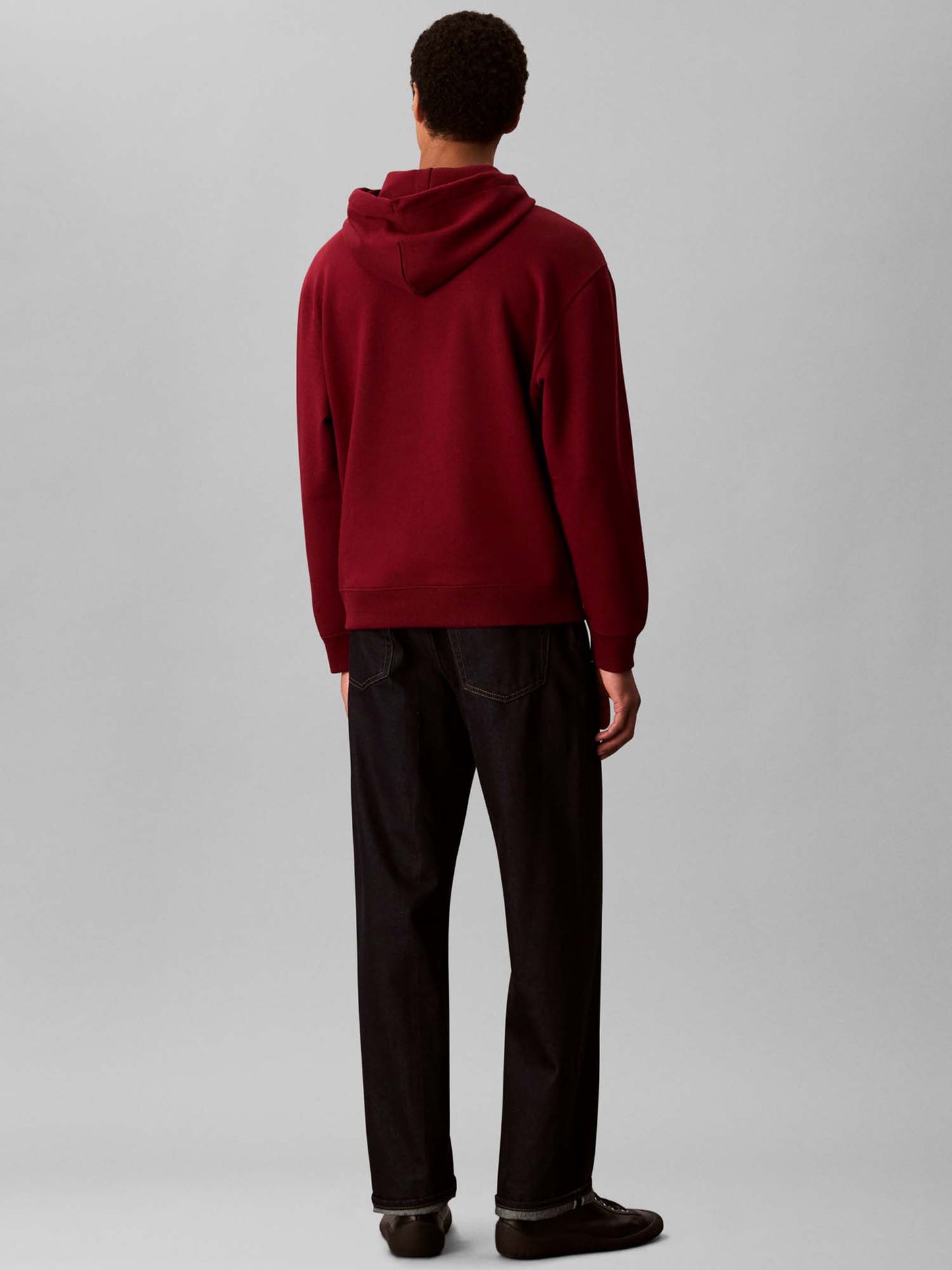 FELPA CON CAPPUCCIO E MONOGRAMMA CALVIN KLEIN DA UOMO BORDEAUX