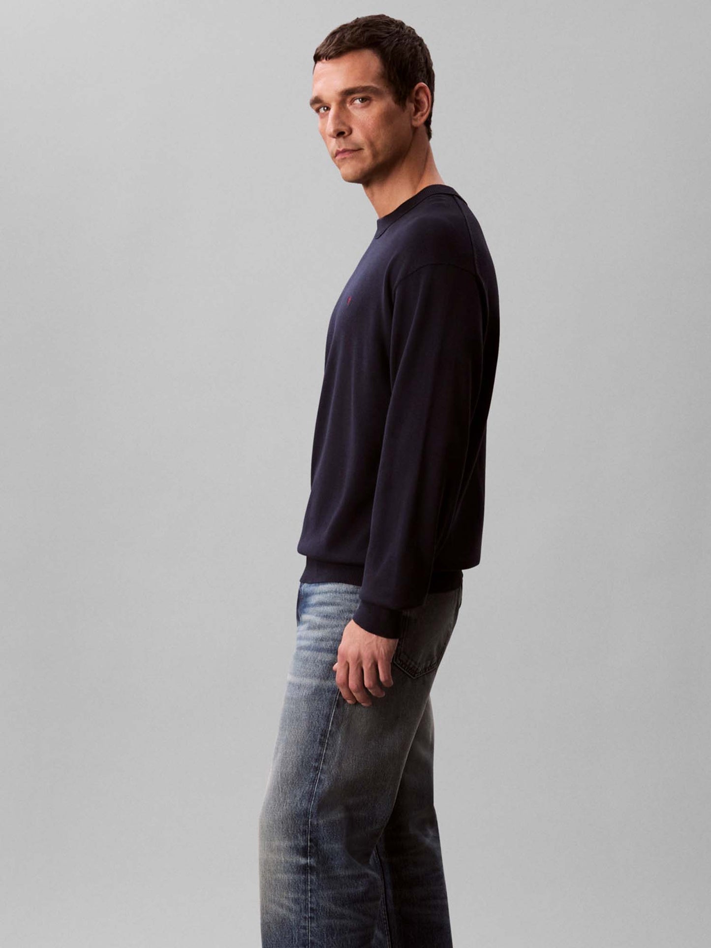 MAGLIA COTTON CREWN CALVIN KLEIN JEANS UOMO BLU