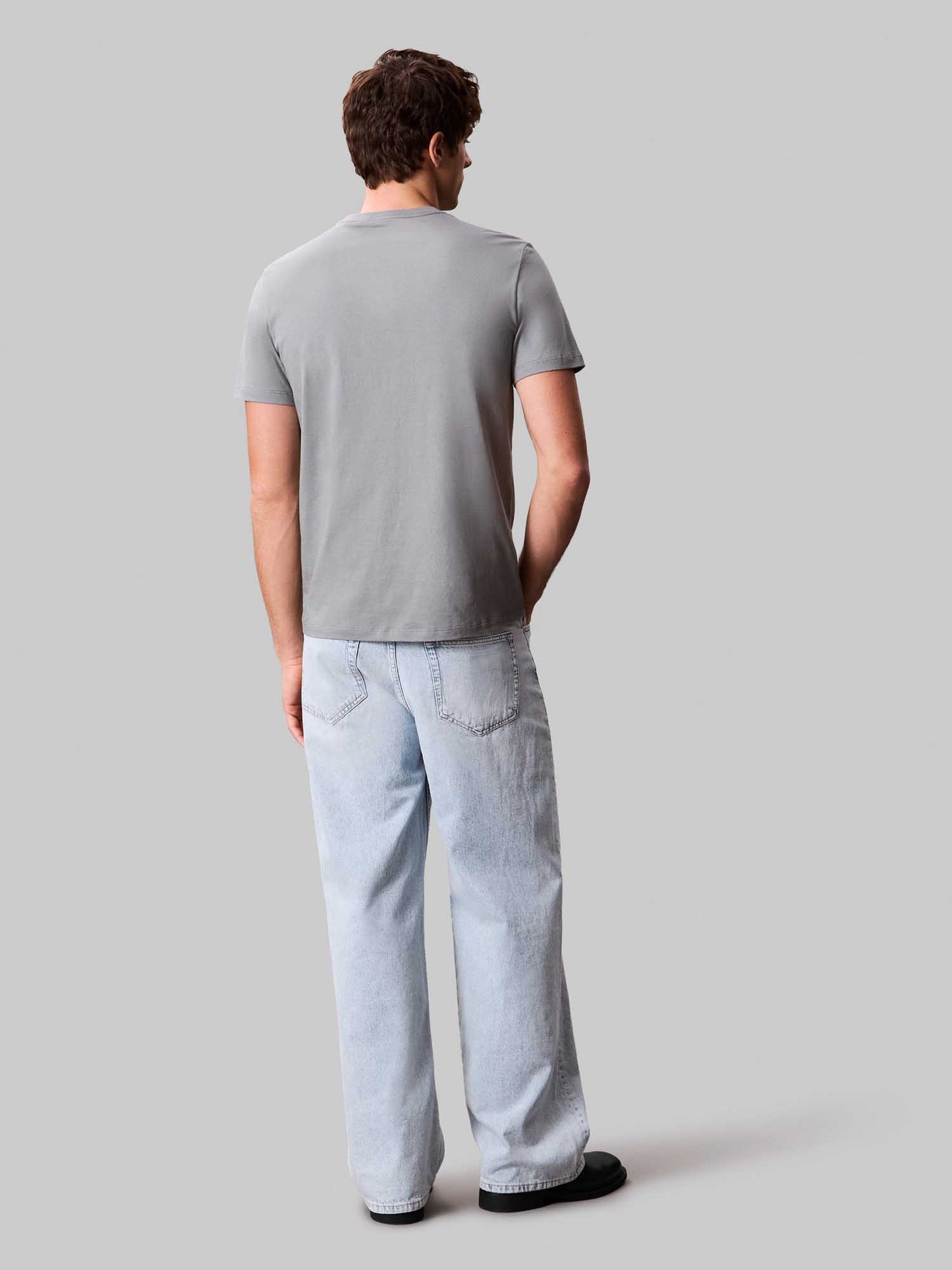 T-SHIRT GIROCOLLO CALIN KLEIN JEANS DA UOMO GRIGIO