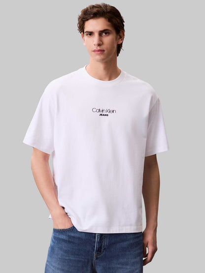 T-shirt bianca Calvin Klein con logo grafico da uomo