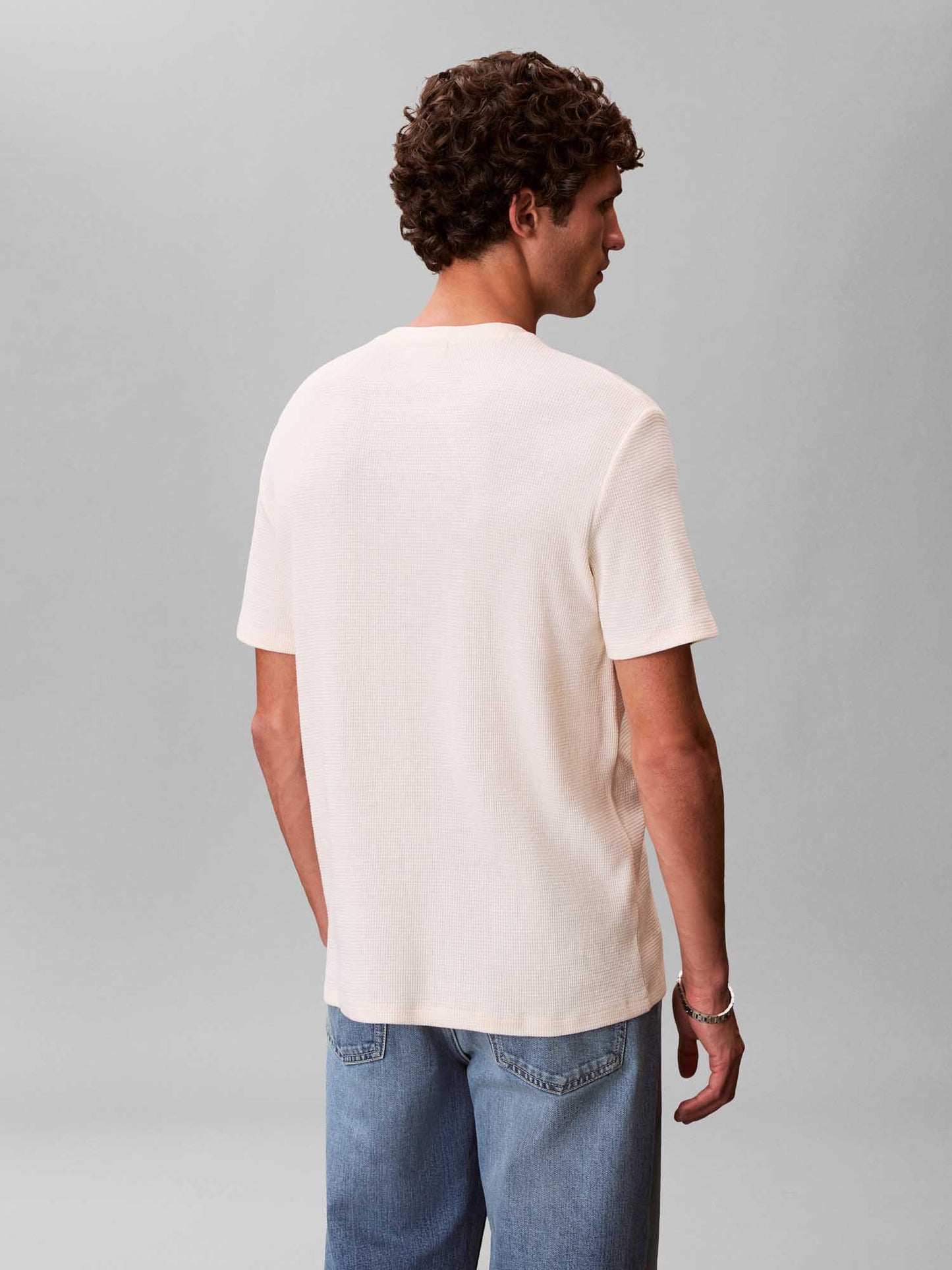 T-shirt a maniche corte panna Calvin Klein Jeans da uomo