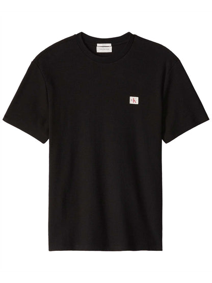 T-shirt nera Calvin Klein Jeans Waffle Badge da uomo