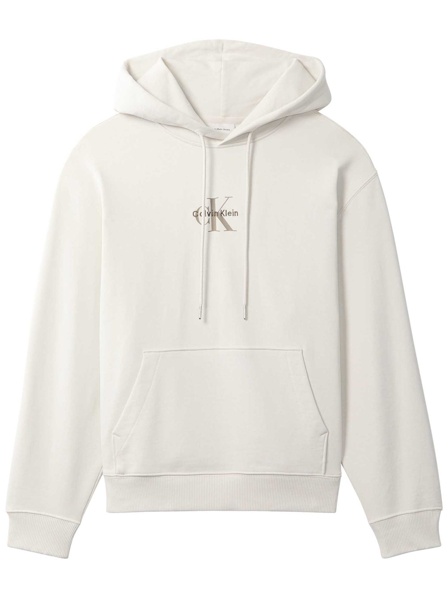 Felpa beige Calvin Klein Monogram con cappuccio da uomo