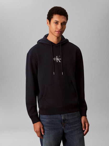 Felpa blu con cappuccio e monogramma Calvin Klein da uomo