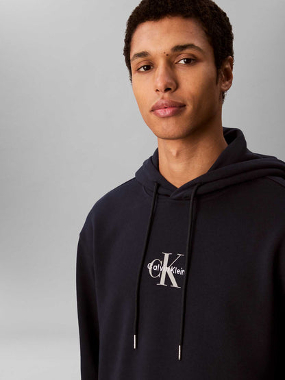 Felpa blu con cappuccio e monogramma Calvin Klein da uomo