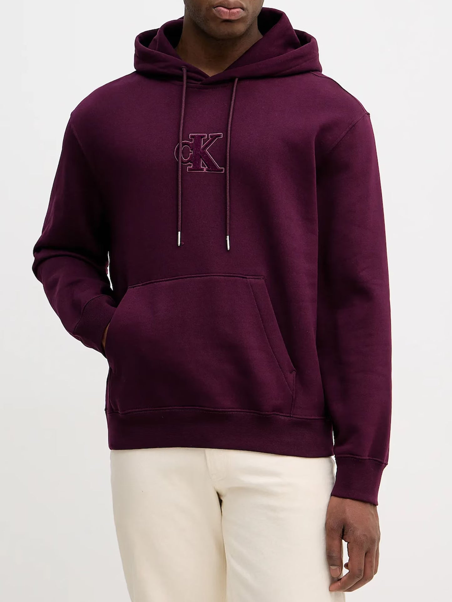 FELPA CON CAPPUCCIO E LOGO CALVIN KLEIN DA UOMO VIOLA