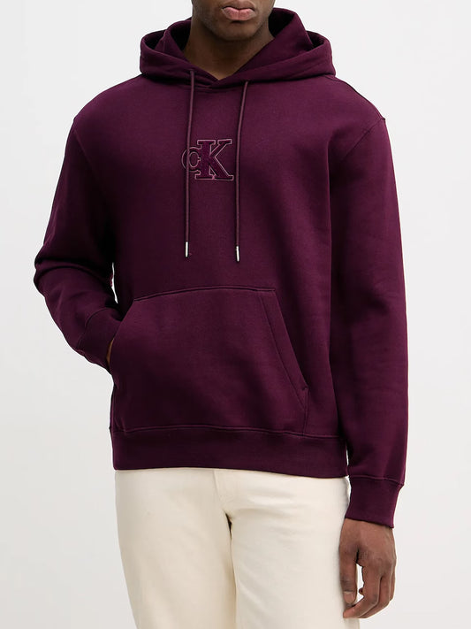 FELPA CON CAPPUCCIO E LOGO CALVIN KLEIN DA UOMO VIOLA