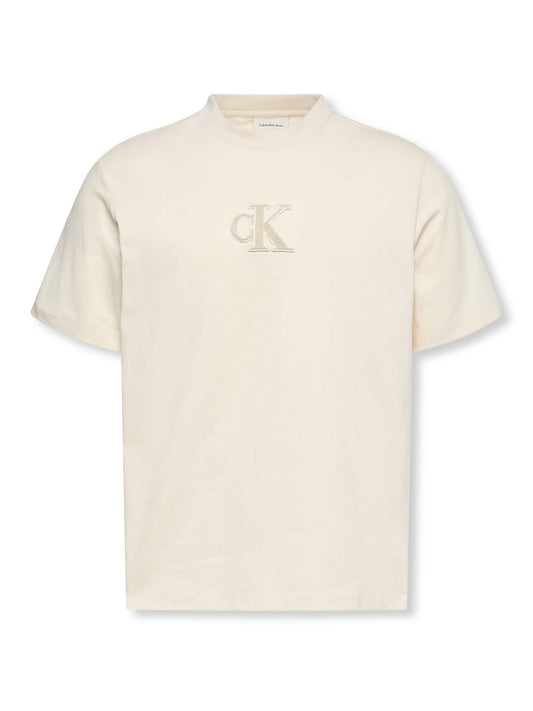 T-SHIRT CON LOGO 3D CALVIN KLEIN JEANS DA UOMO PANNA