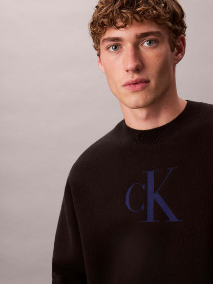 PULLOVER CON LOGO MONOGRAMMA CALVIN KLEIN DA UOMO NERO