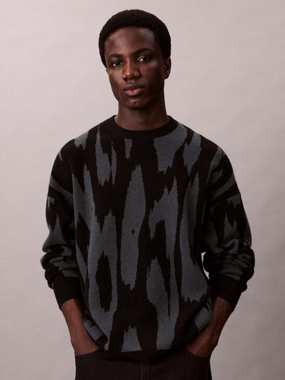 MAGLIONE JACQUARD CALVIN KLEIN JEANS DA UOMO BLU NOTTE