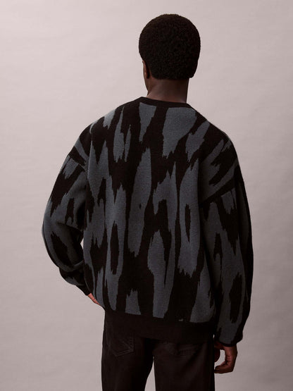 MAGLIONE JACQUARD CALVIN KLEIN JEANS DA UOMO BLU NOTTE
