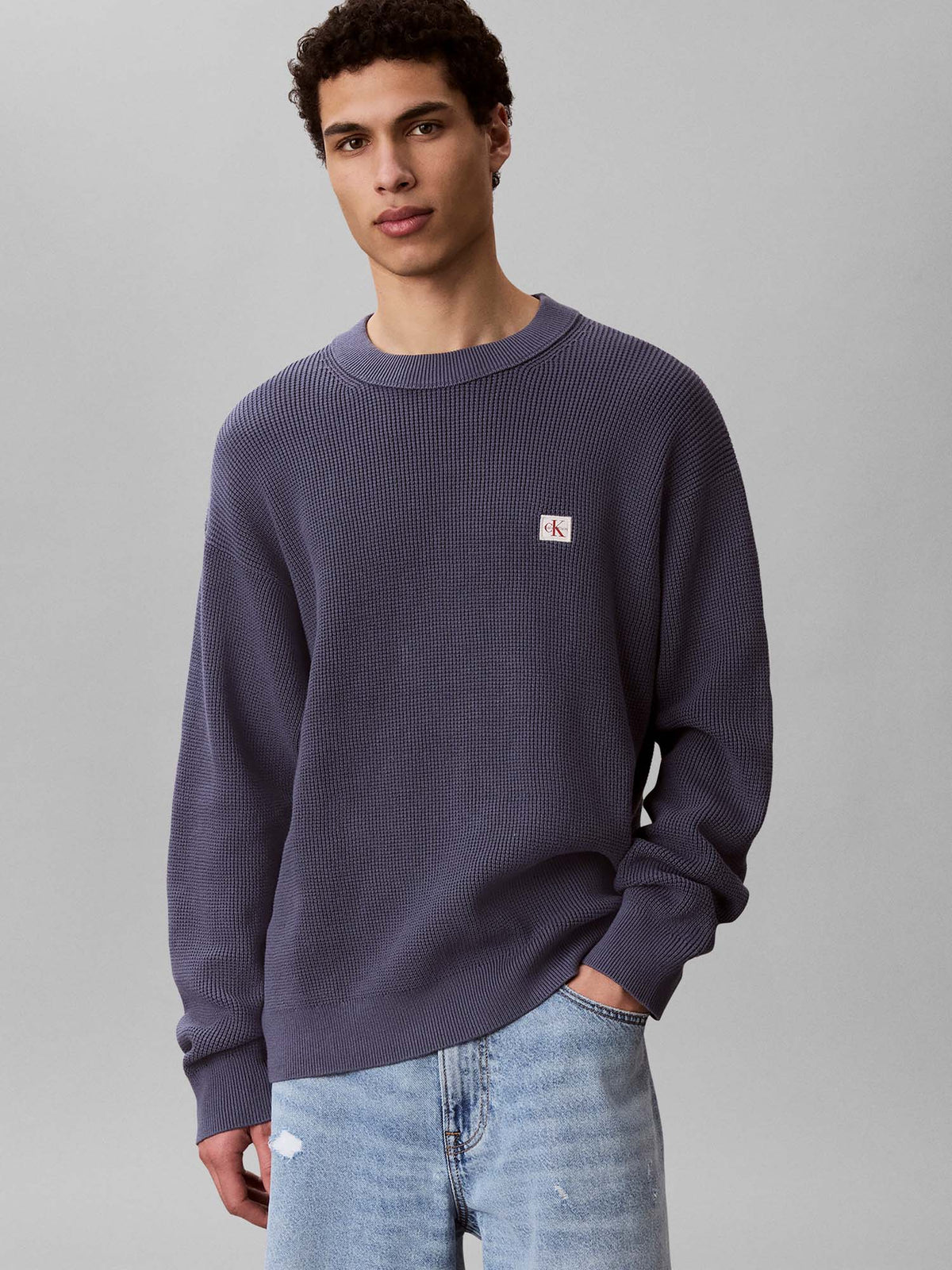 Calvin Klein Cotton Waffle Cre, maglia da uomo blu