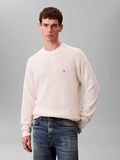 Ck cotton waffle crw maglia da uomo bianco