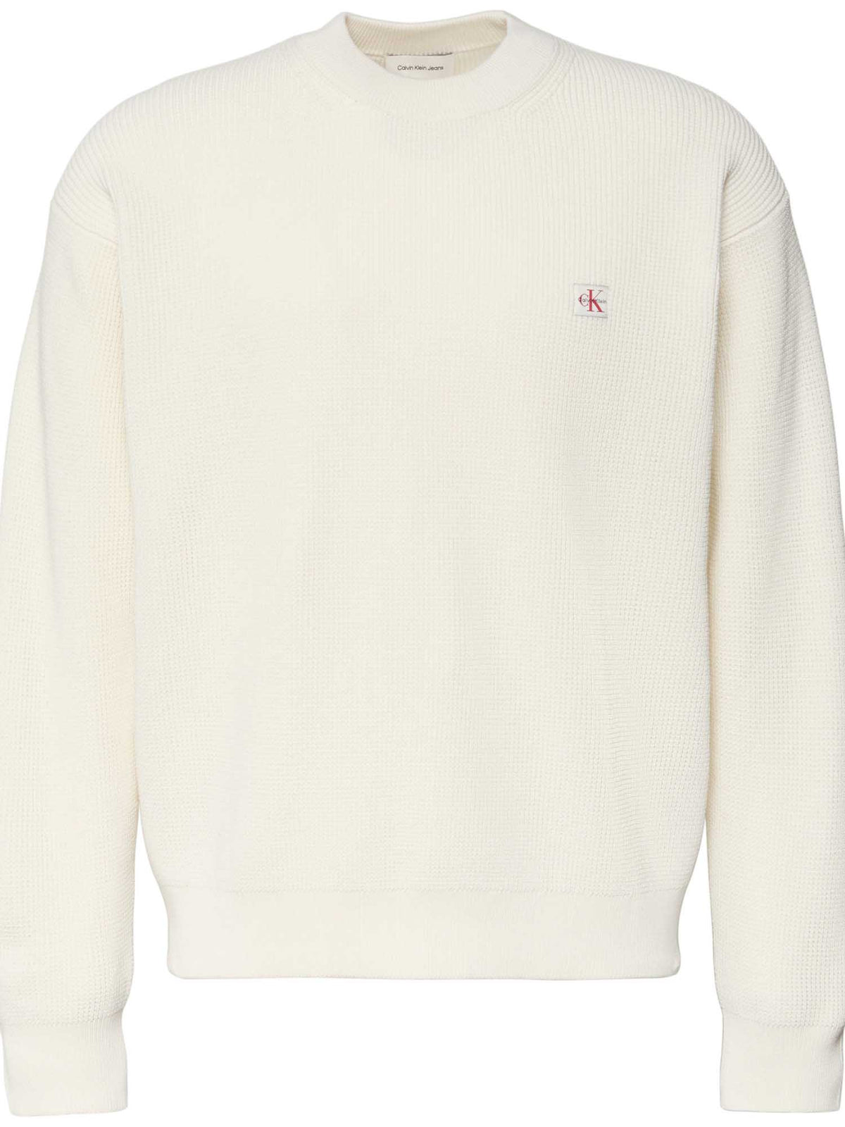 Ck cotton waffle crw maglia da uomo bianco
