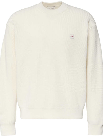 Ck cotton waffle crw maglia da uomo bianco