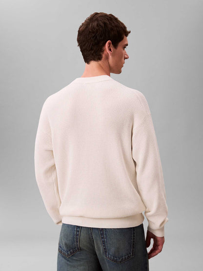 Ck cotton waffle crw maglia da uomo bianco