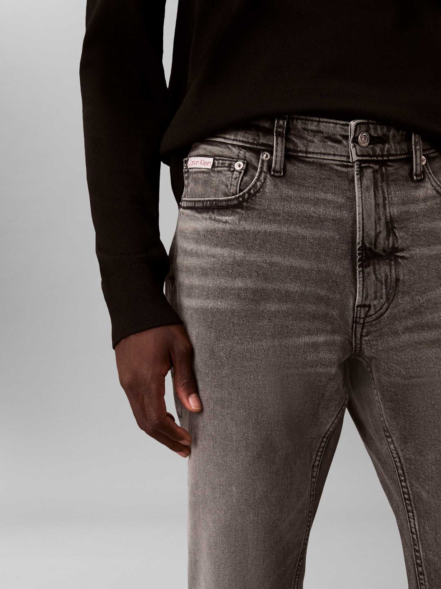 Jeans grigio slim fit da uomo Calvin Klein in cotone ed elastane