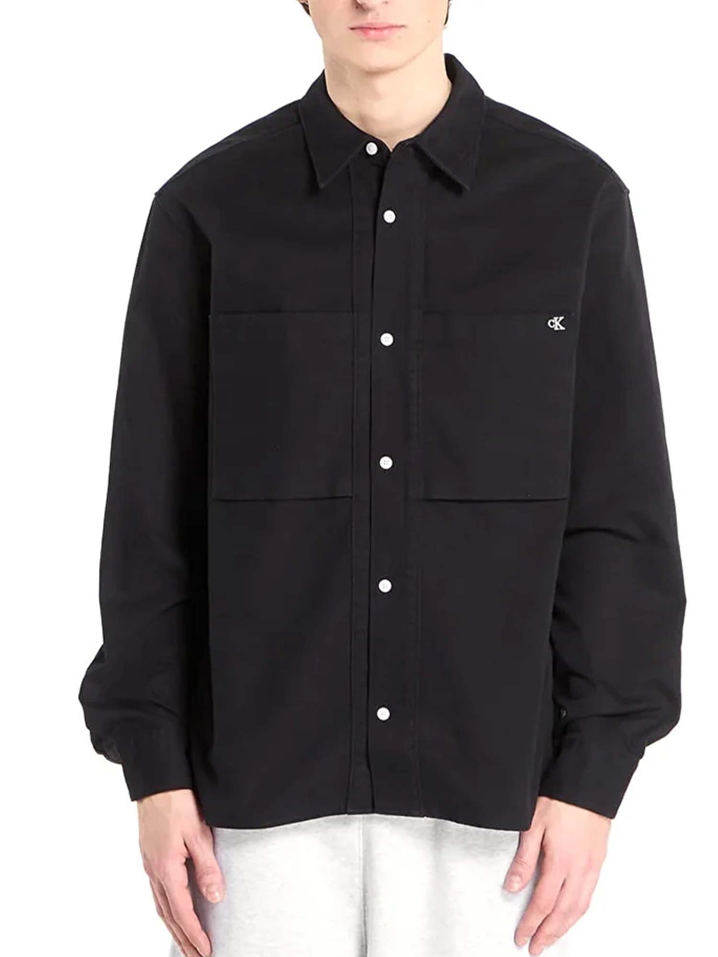 Camicia-giacca overshirt nera da uomo Calvin Klein
