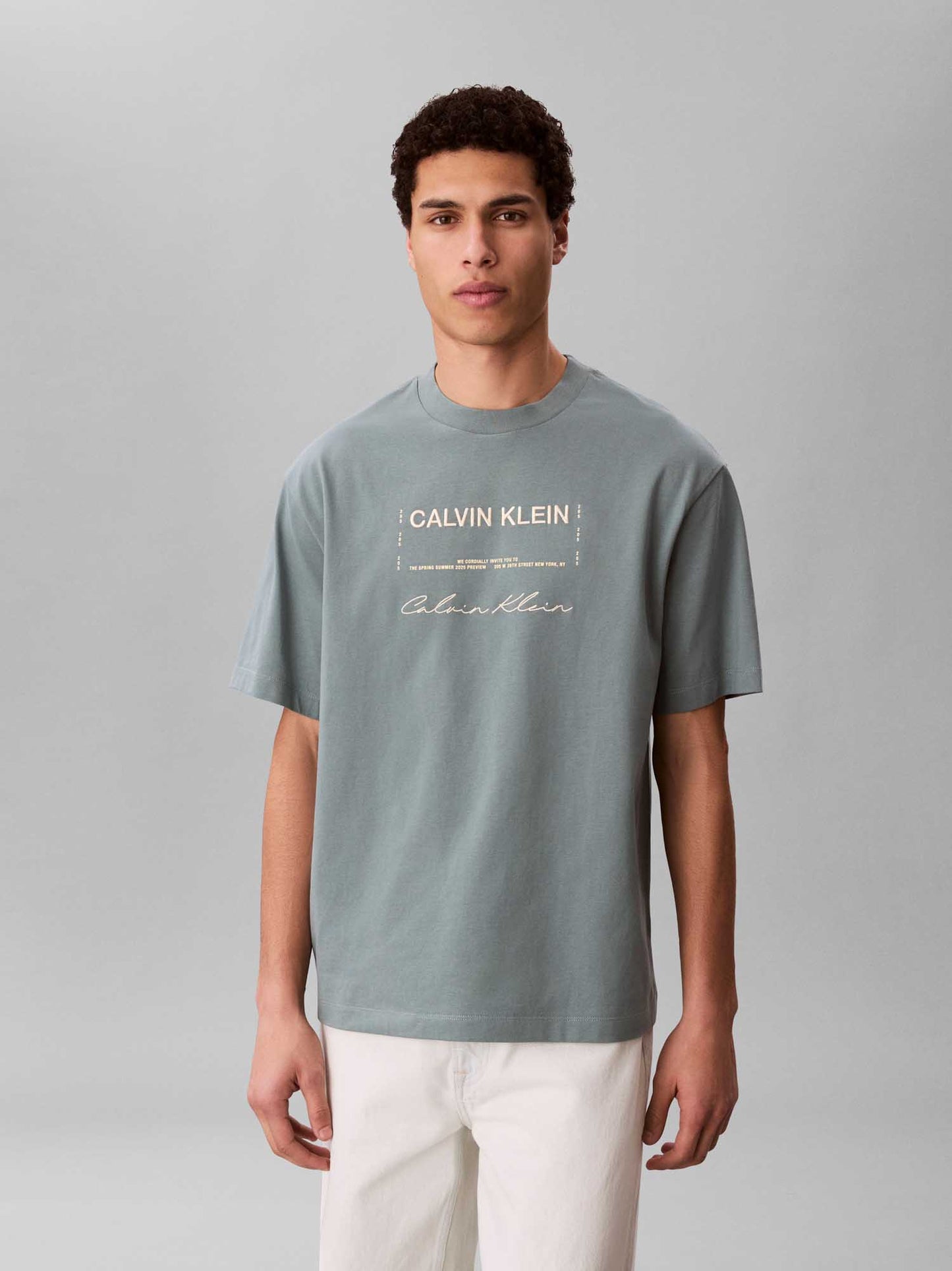 Calvin Klein Jeans, t-shirt verde da uomo con grafica