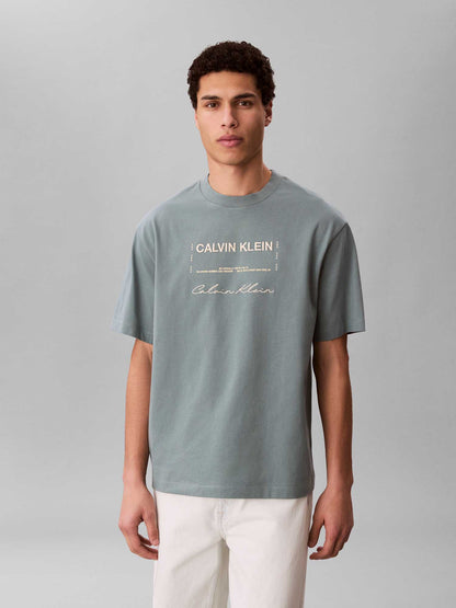Calvin Klein Jeans, t-shirt verde da uomo con grafica
