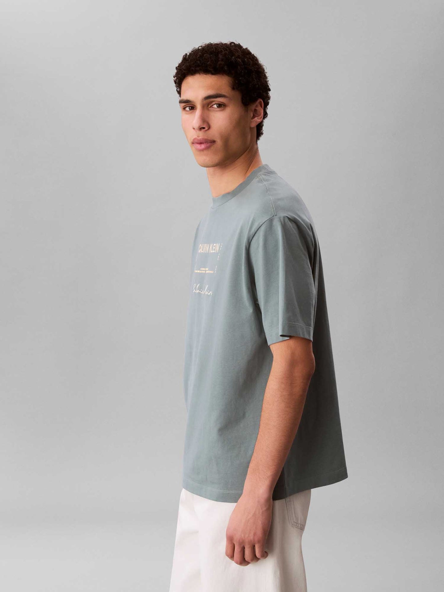 Calvin Klein Jeans, t-shirt verde da uomo con grafica