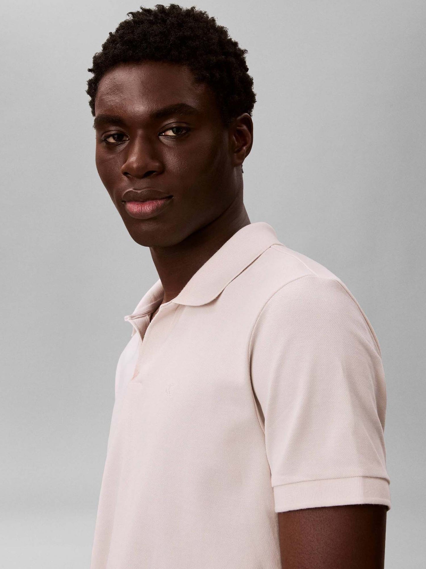 Polo maniche corte Calvin Klein in cotone beige da uomo