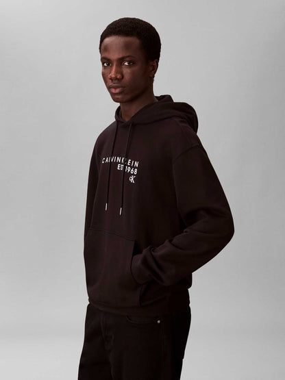 Felpa con cappuccio Calvin Klein 350 Terry 1968 da uomo nera