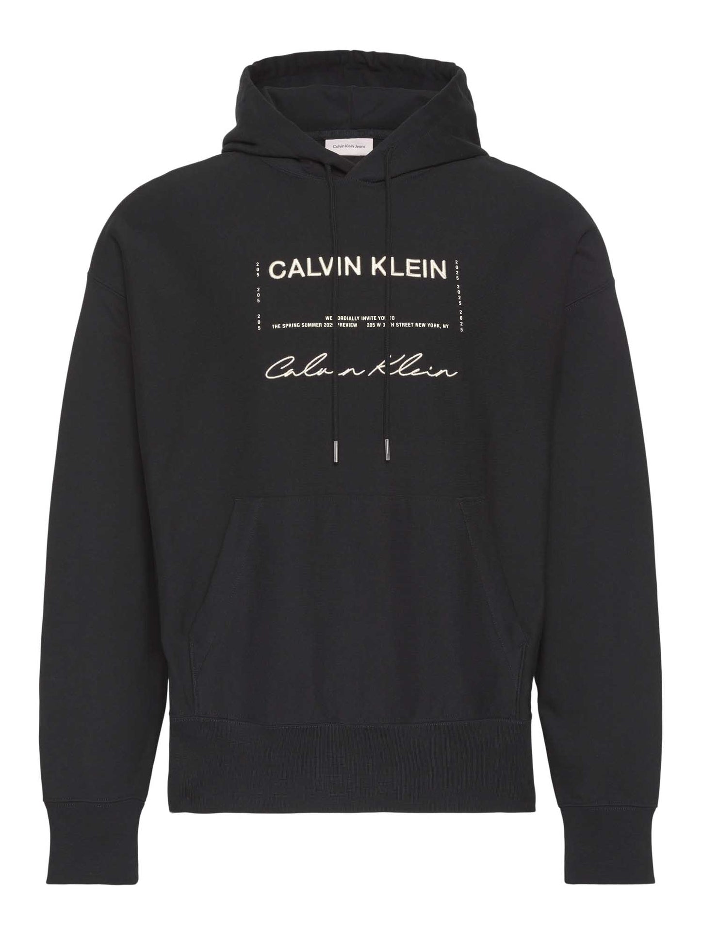 Felpa nera Calvin Klein Premium Terry da uomo con cappuccio