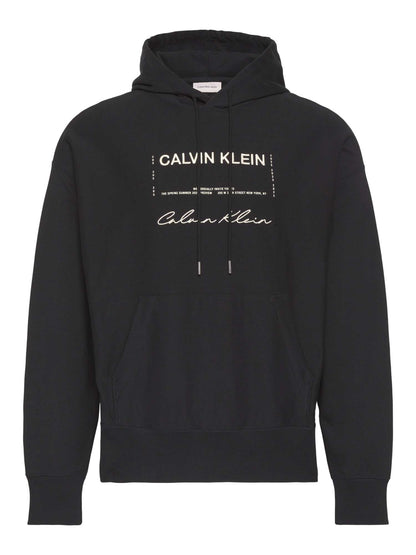 Felpa nera Calvin Klein Premium Terry da uomo con cappuccio
