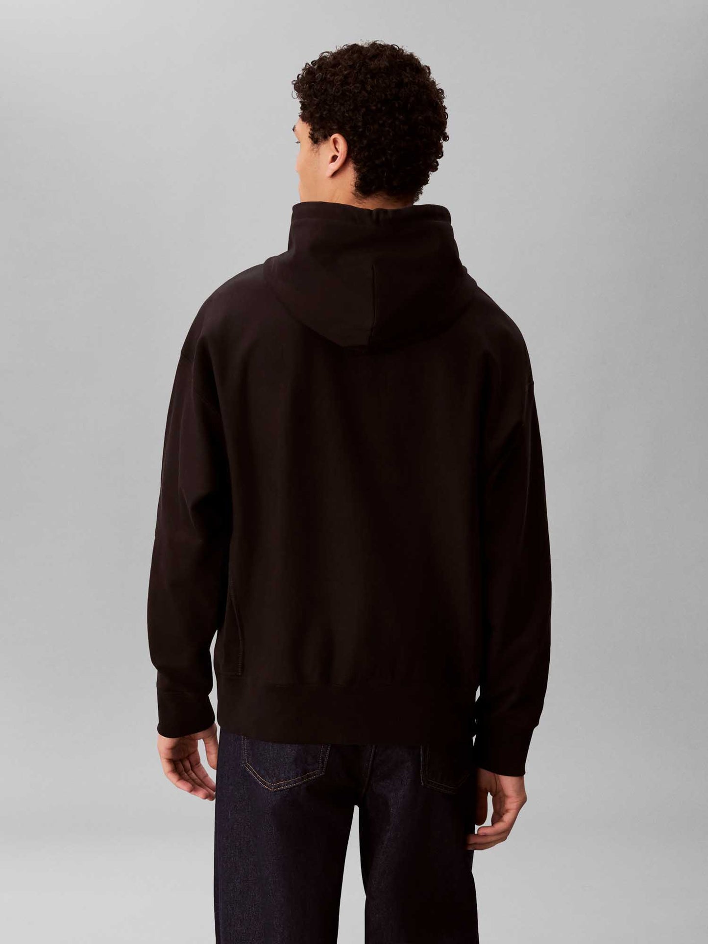 Felpa nera Calvin Klein Premium Terry da uomo con cappuccio