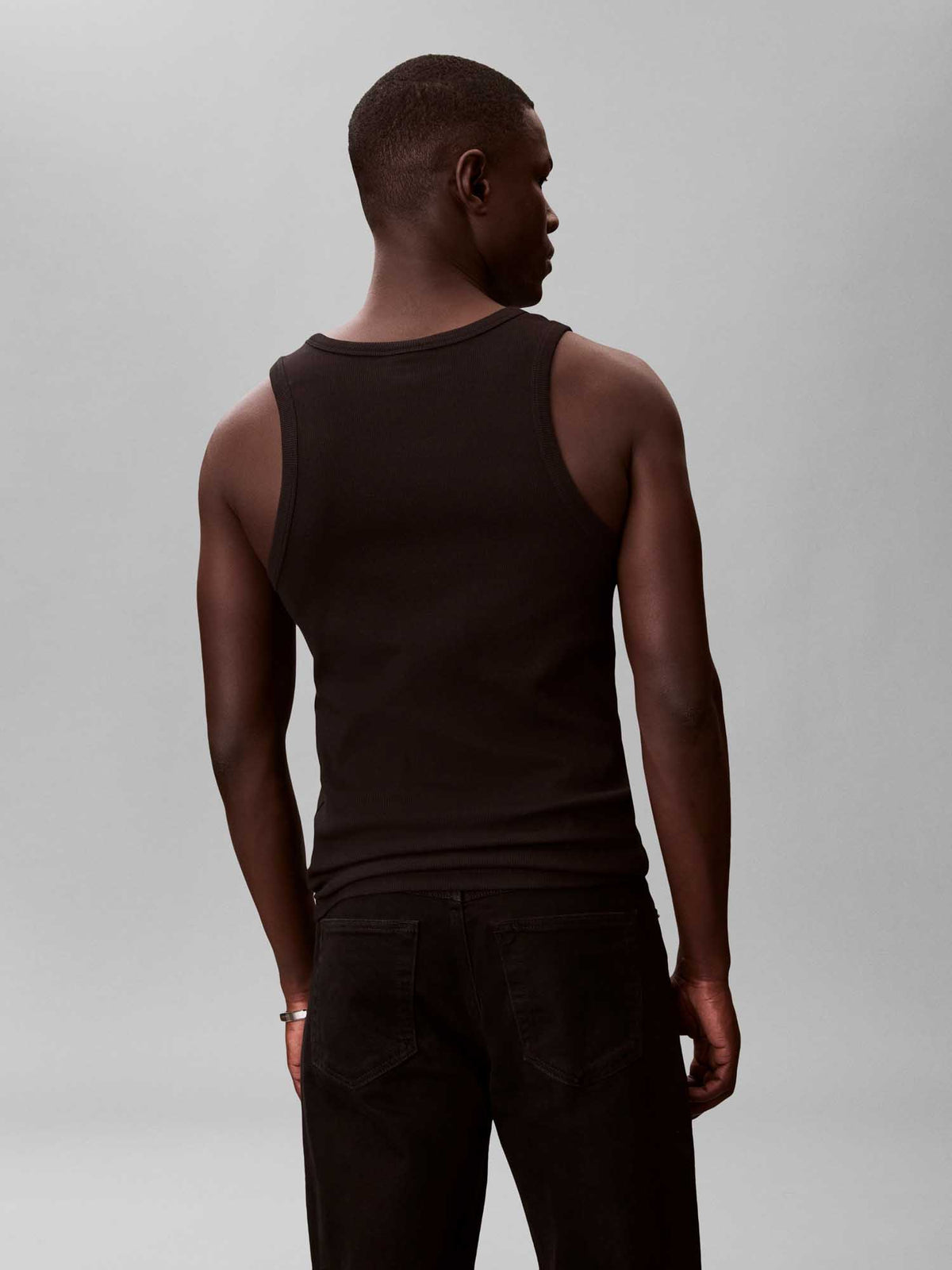 Ck 2X2 rib badge canotta da uomo nero