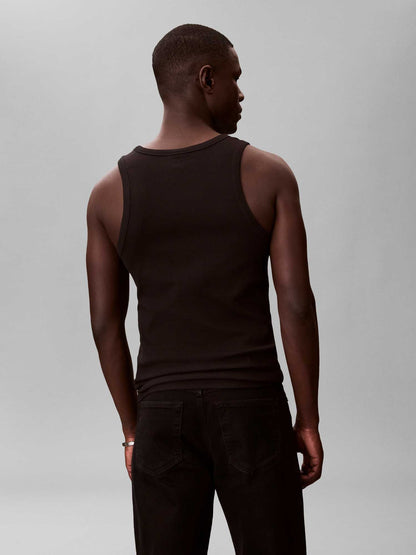 Ck 2X2 rib badge canotta da uomo nero