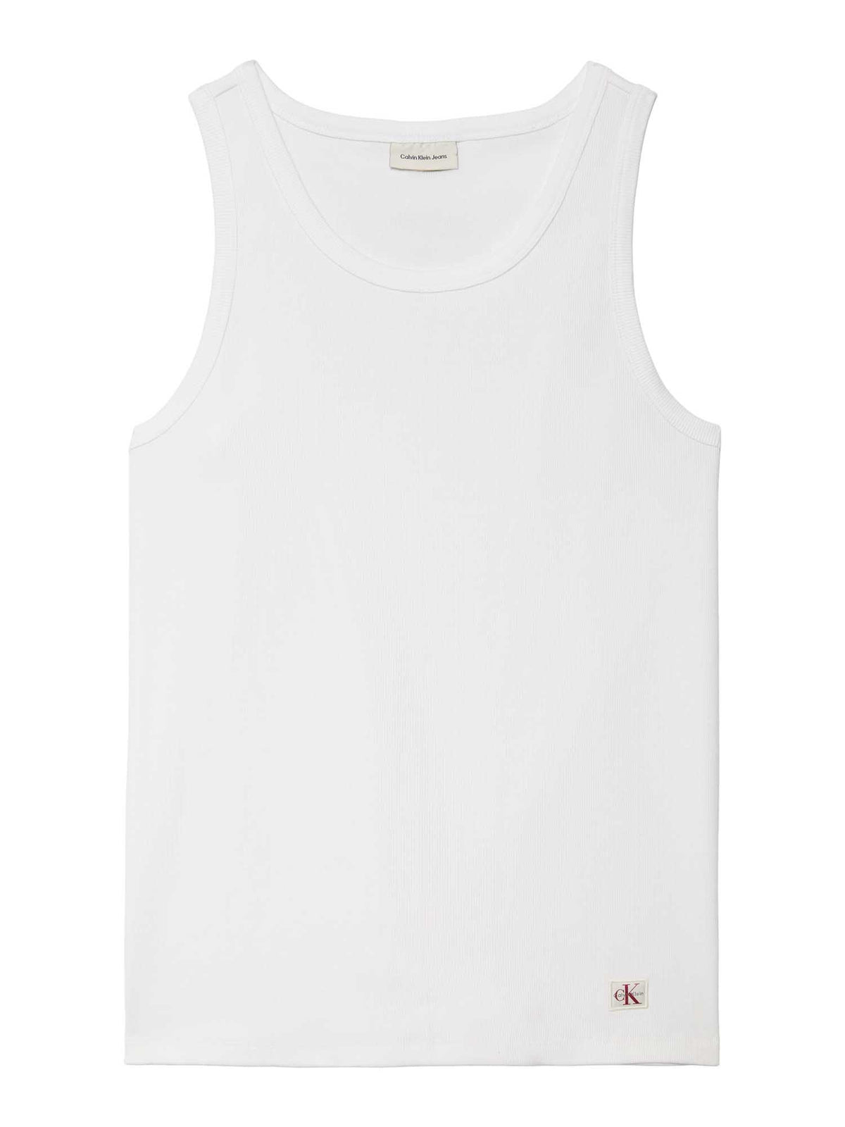 Ck 2X2 rib badge canotta da uomo bianco
