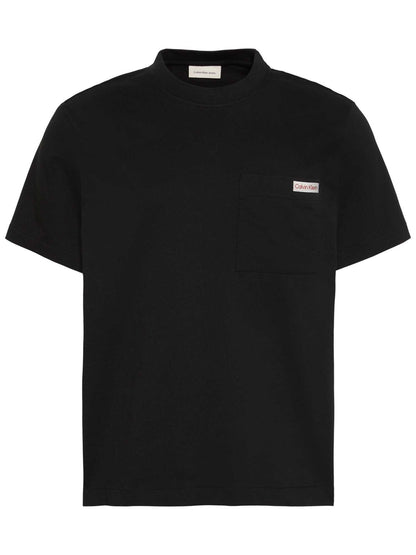 T-shirt nera Calvin Klein Jeans da uomo con tasca logata
