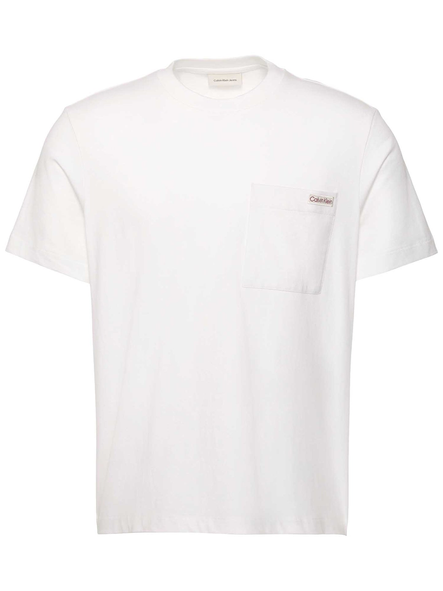 T-shirt bianca Calvin Klein Jeans con tasca logata da uomo