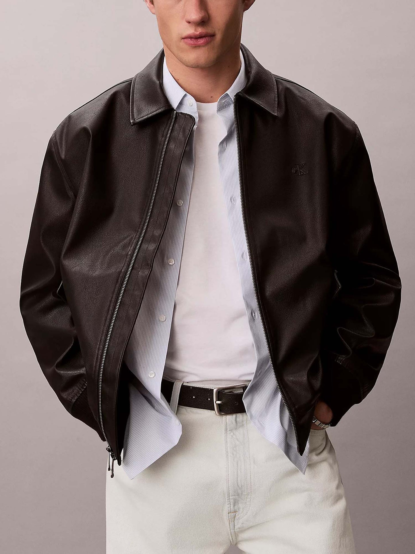 Giubbotto bomber nero da uomo Calvin Klein in poliestere