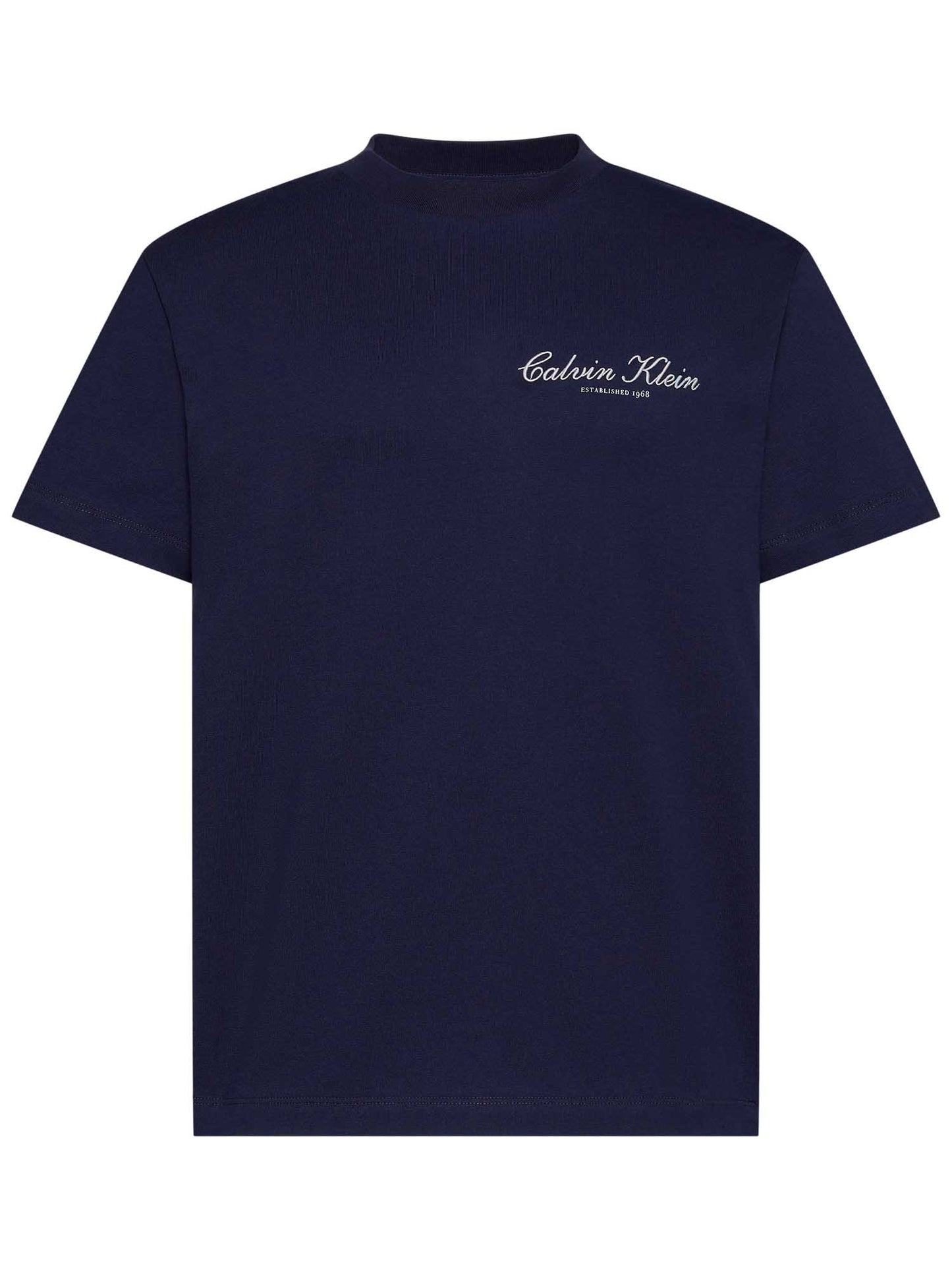 T-shirt blu Calvin Klein Jeans da uomo con logo ricamato