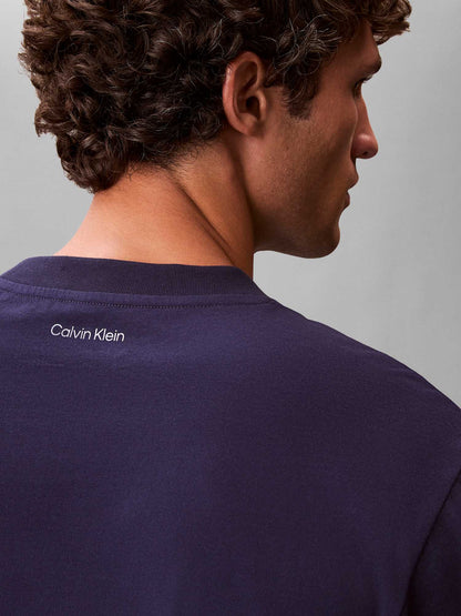 T-shirt blu Calvin Klein Jeans da uomo con logo ricamato