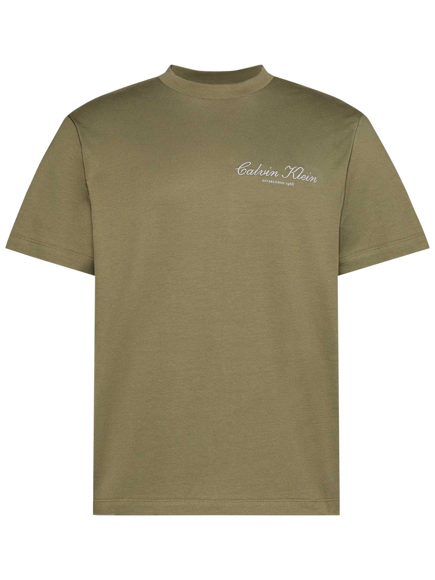 Calvin Klein Jeans t-shirt verde da uomo con logo ricamato