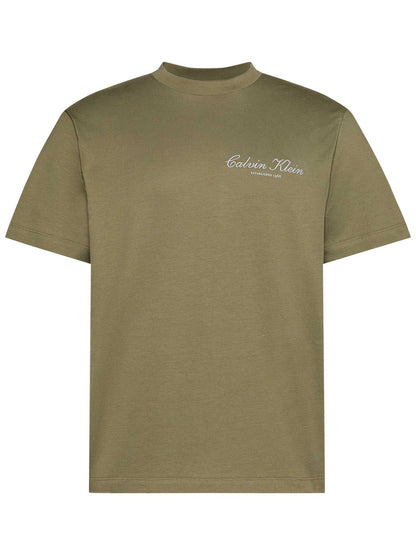 Calvin Klein Jeans t-shirt verde da uomo con logo ricamato