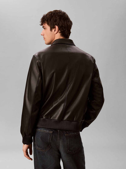 Calvin Klein Ck Faux Leather Bomb, giubbotto da uomo nero