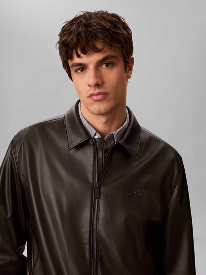 Calvin Klein Ck Faux Leather Bomb, giubbotto da uomo nero
