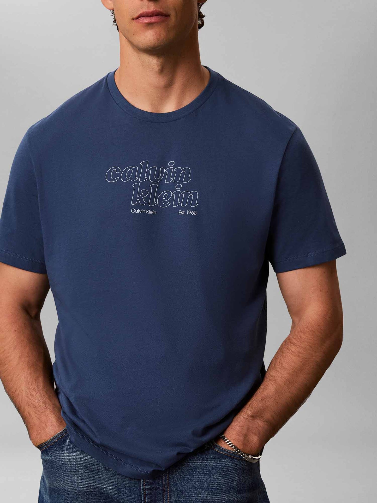 Calvin Klein CK 30S TRVL GRAPHIC, t-shirt maniche corte da uomo denim