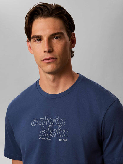 Calvin Klein CK 30S TRVL GRAPHIC, t-shirt maniche corte da uomo denim