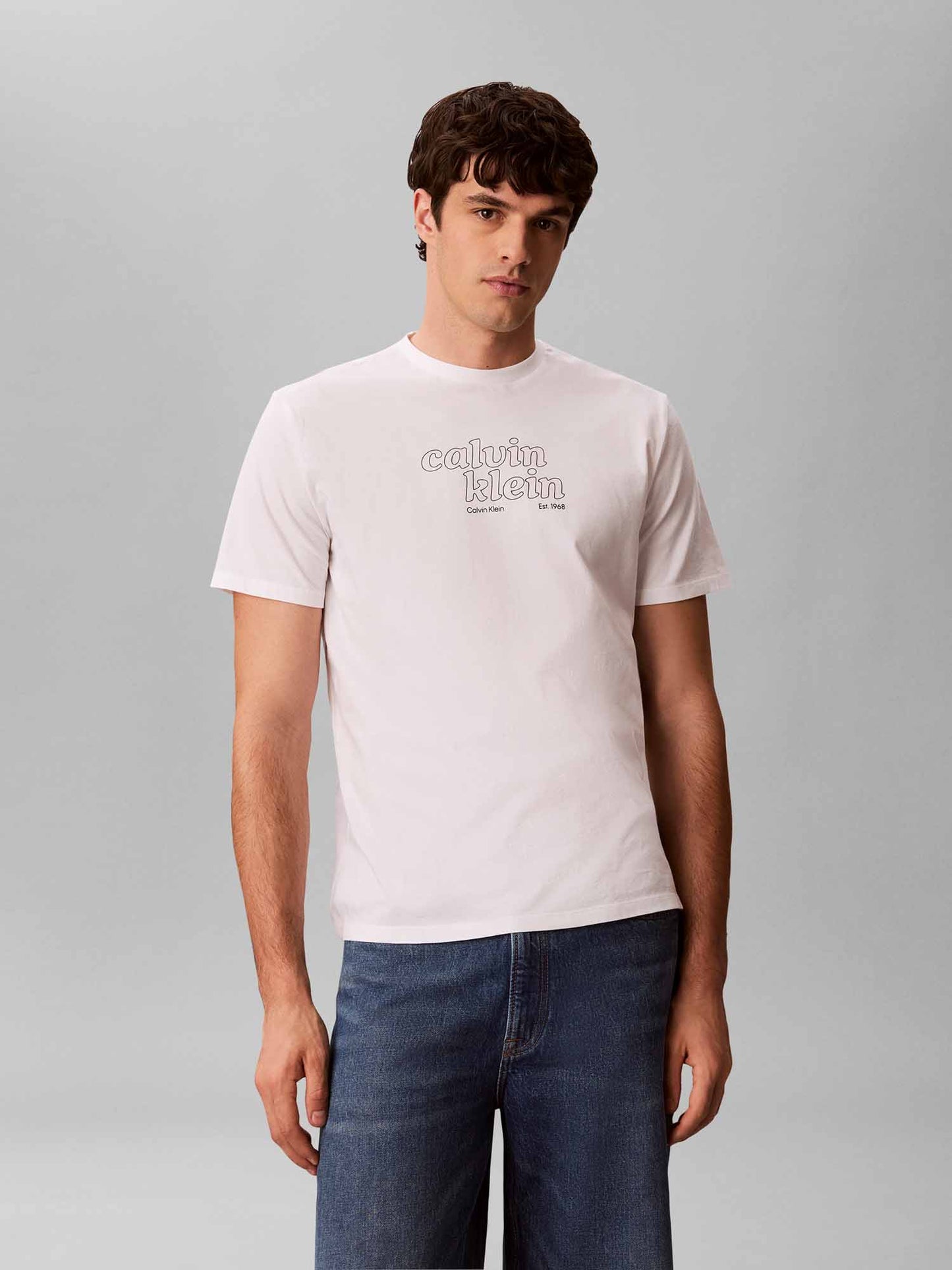 Calvin Klein CK 30S TRVL GRAPHIC, t-shirt maniche corte da uomo bianca